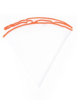 White Linen/Orange Trim Linen Pocket Circle